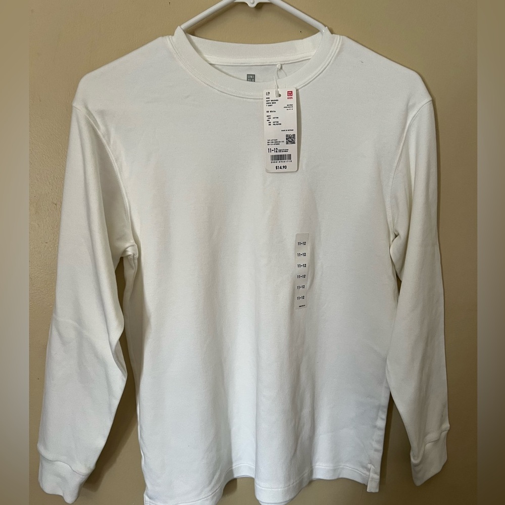Uniqlo Kids White Soft Brushed Crew Neck T-Shirt